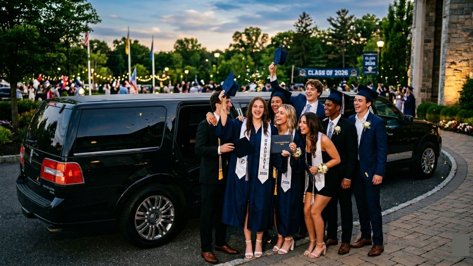 Graduation Limo Long Island: Your 2026 Guide To Stress-Free Grad Celebrations 1 Graduation Limo Long Island 2026 luxury transportation with limousine and group celebration for Long Island graduates