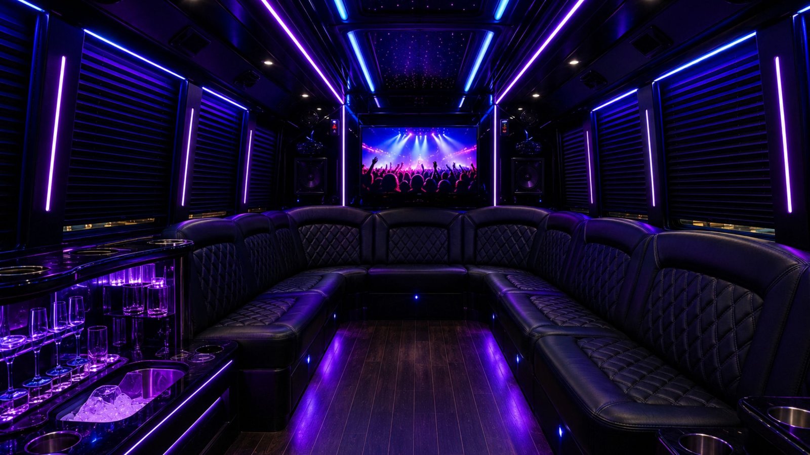 Jones Beach Concert Limo Service: Your Complete 2026 Northwell At Jones Beach Theater Guide 2 Party bus interior with LED lighting ready for a concert night