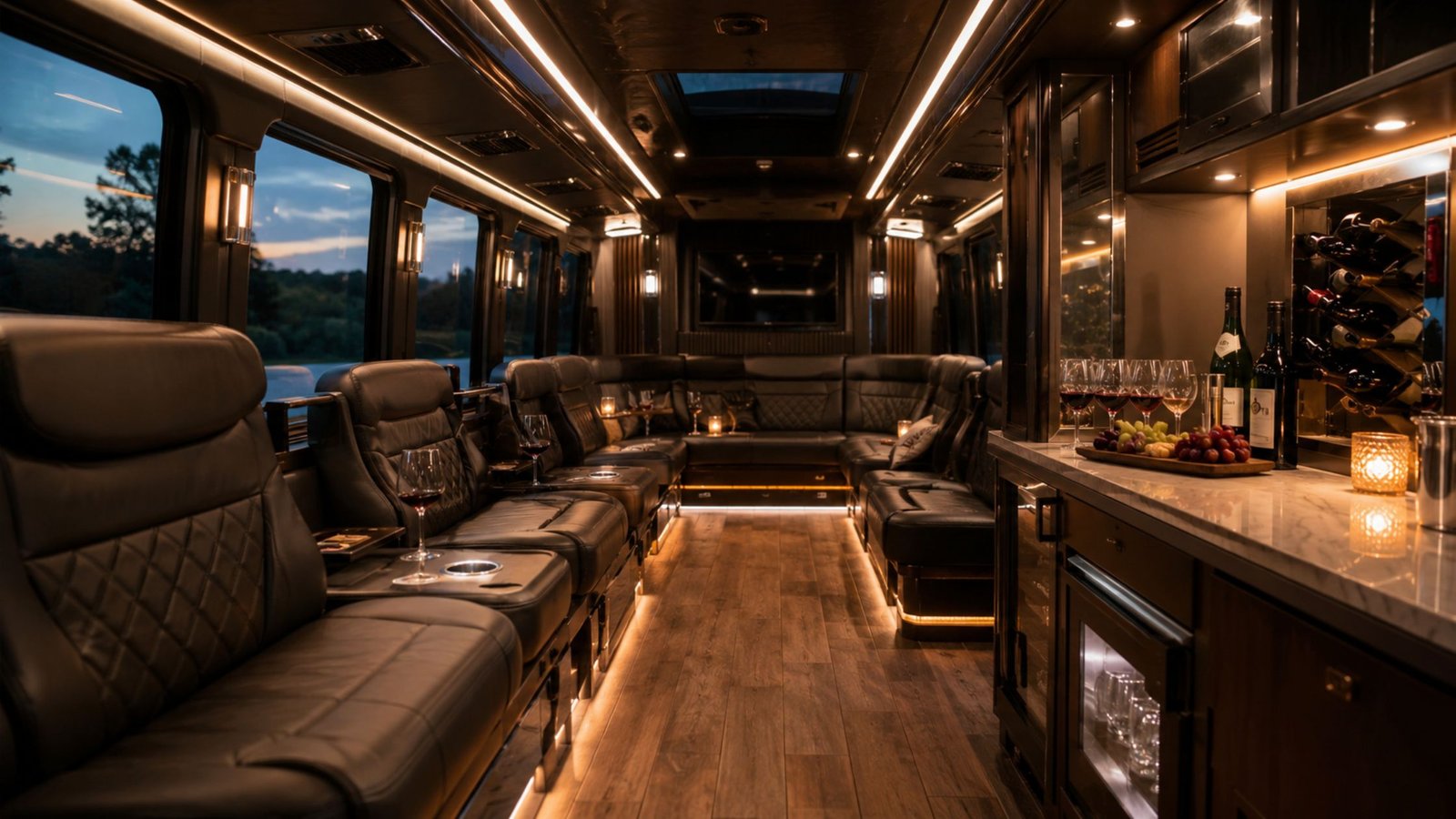North Fork Wine Tour Limo: The Ultimate 2026 Long Island Vineyard Guide 4 Interior of the wine-tour sprinter limo / party bus