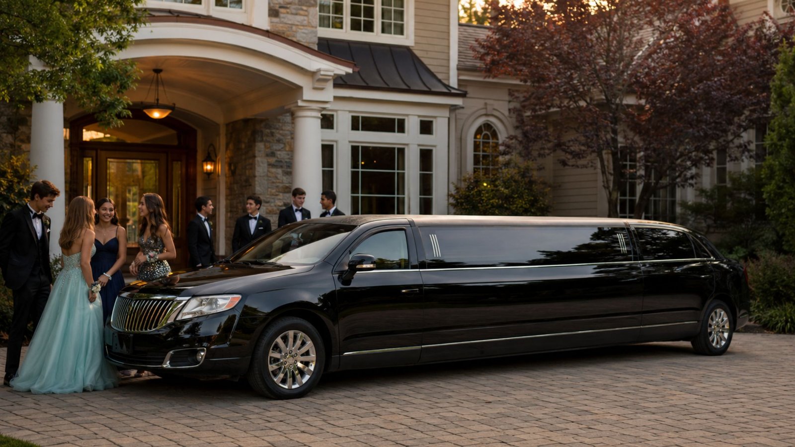 Homecoming Limo &Amp; Party Bus Long Island 2026: A Parent'S Booking And Safety Guide 4 Homecoming limo rental at a Long Island home before the dance
